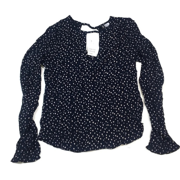 WS160 NWT Women’s H&M Divided Heart Print Blouse M - Picture 1 of 4